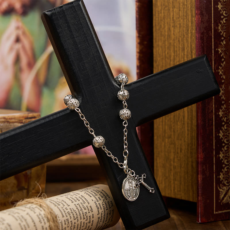 christiandiscipleshop Miraculous Medal & Crucifix Adjustable Simple Casual Bracelet