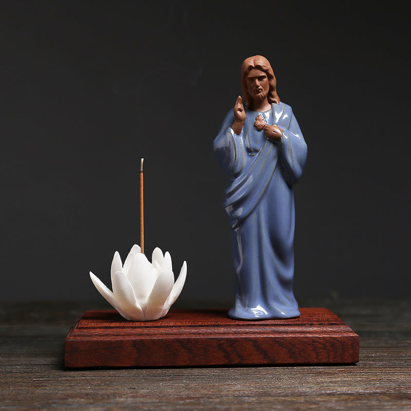 Christianartworkshop Classic Style Ceramics Virgin Mary & Jesus Incense Burner Desktop Decorations Ornament