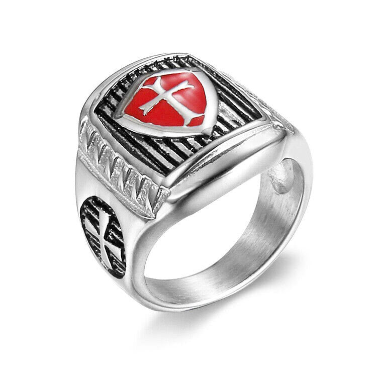 christiandiscipleshop Templar Shield Cross Ring - A Sacred Emblem of Valor and Faith