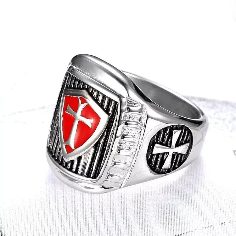 christiandiscipleshop Templar Shield Cross Ring - A Sacred Emblem of Valor and Faith