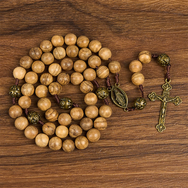 Christianartworkshop 10mm Agarwood & Metal Cloud Bead Handmade Rosary - A Sacred Blend of Tradition and Faith