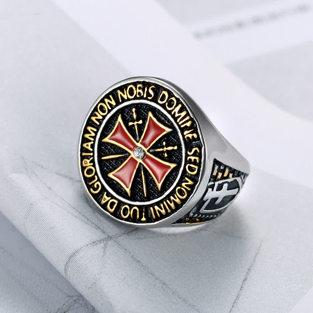christiandiscipleshop Knights Templar Inspired - Symbol of Faith Cross Ring（Silver&Golden）