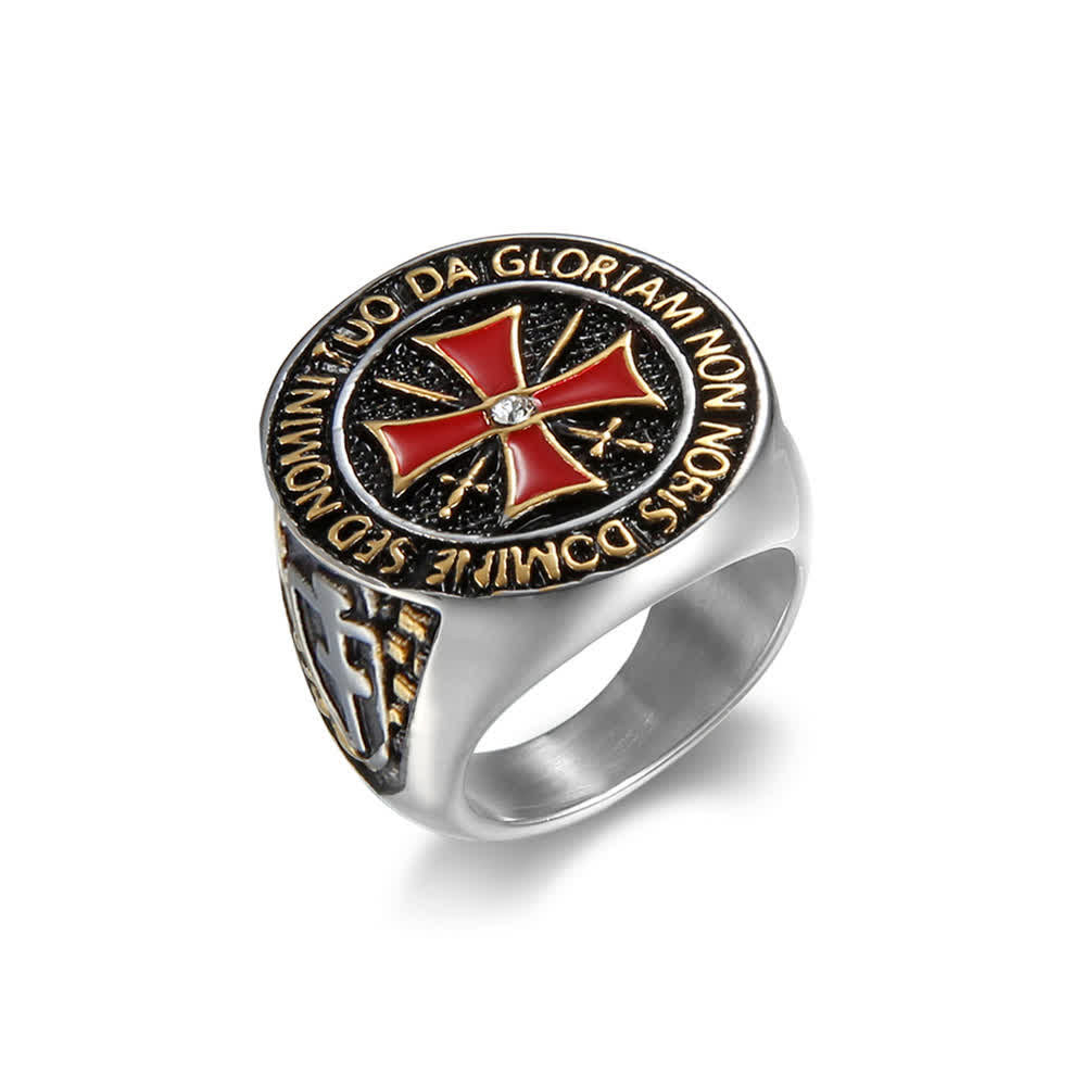 christiandiscipleshop Knights Templar Inspired - Symbol of Faith Cross Ring（Silver&Golden）