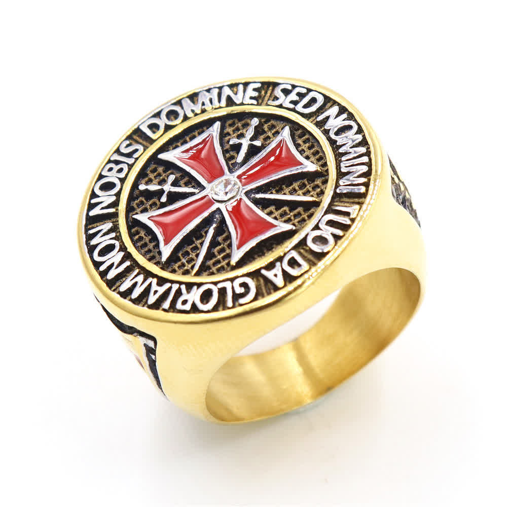 christiandiscipleshop Knights Templar Inspired - Symbol of Faith Cross Ring（Silver&Golden）