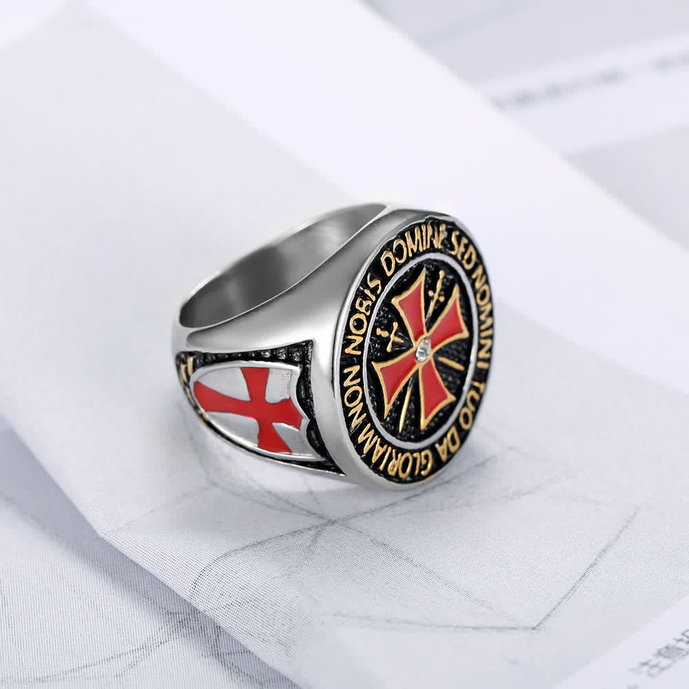christiandiscipleshop Knights Templar Inspired - Symbol of Faith Cross Ring（Silver&Golden）