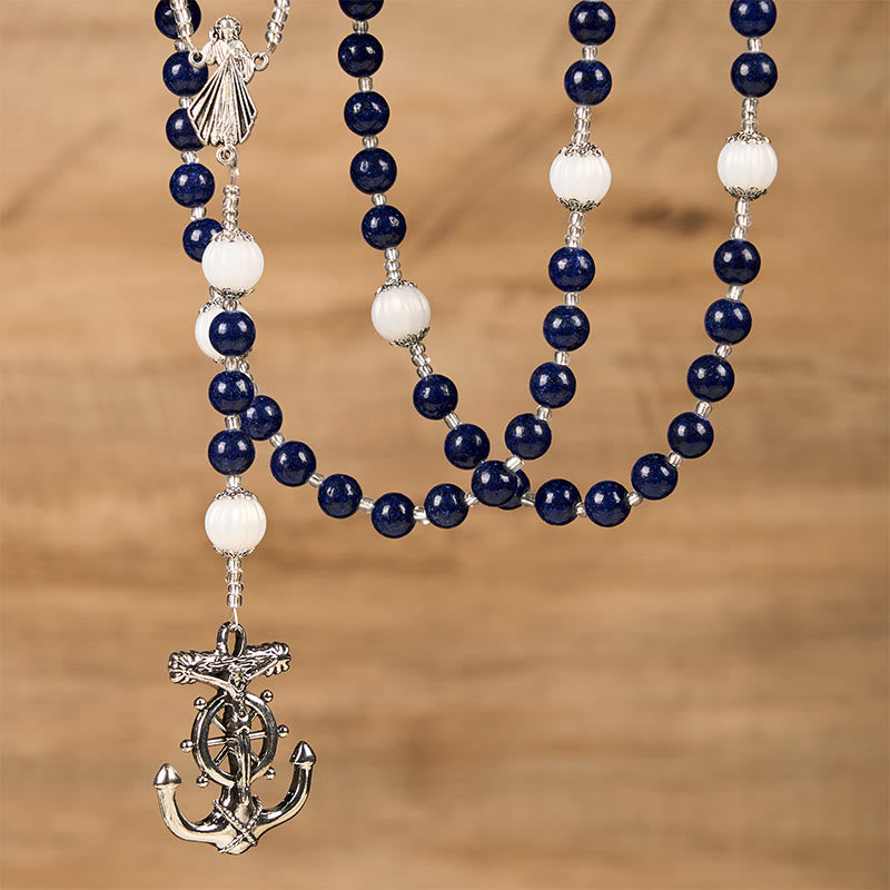 Christiandiscipleshop Ocean-Themed Divine Mercy Rosary with Anchor Charm - Embark on a Faithful Voyage with Christ