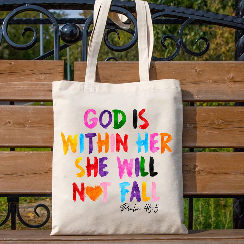 Christiandiscipleshop God Is Within Her Christian Canvas Tote Bag