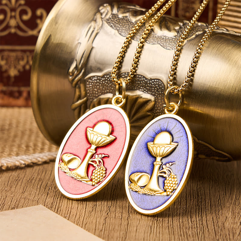 Christiandiscipleshop Red & Blue Eucharistic Chalice Necklace - Keep Your Faith Close