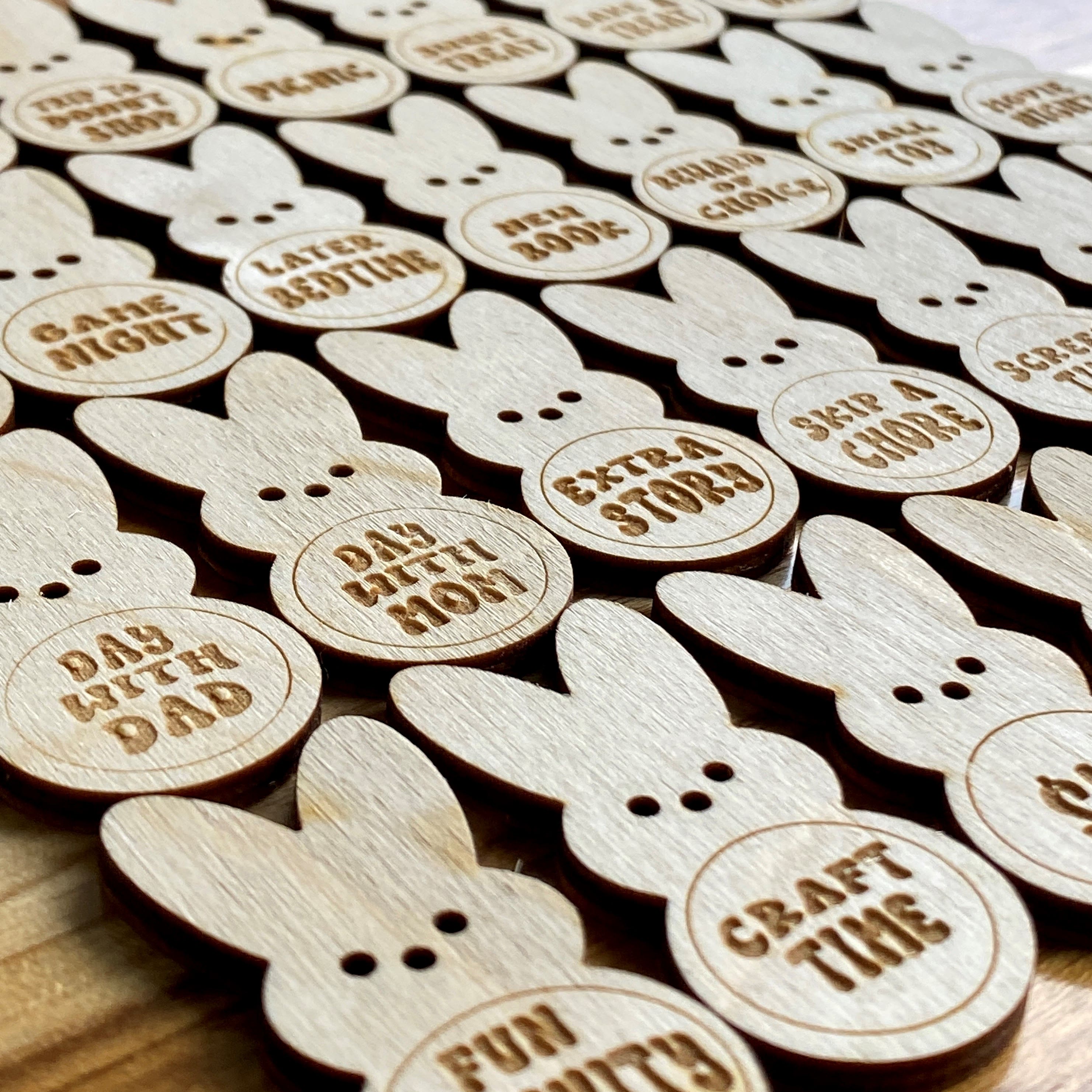 Christiandiscipleshop Easter Egg Filler - Engraved Bunny Shaped Easter Egg Filler Tokens with Activities
