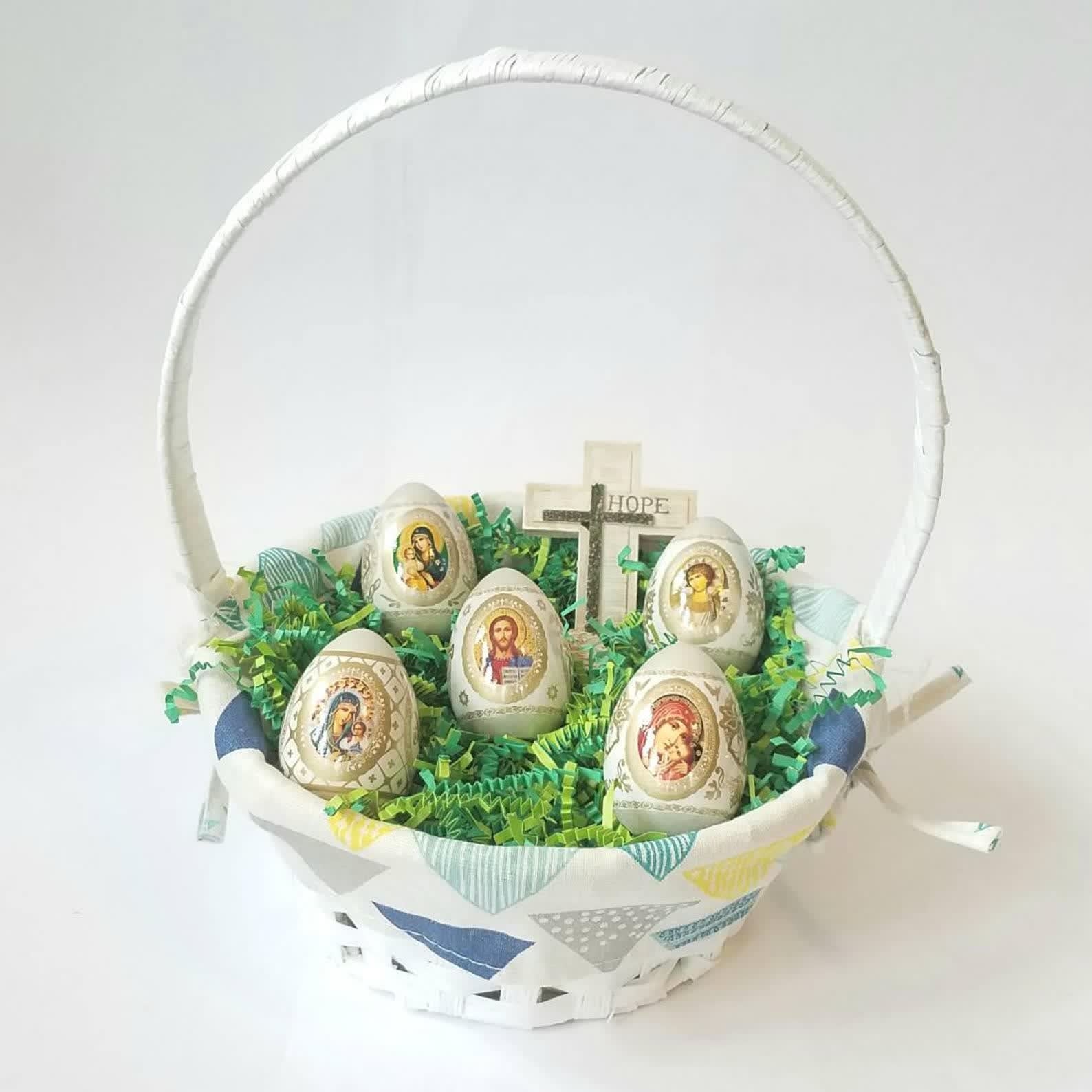 Christiandiscipleshop Easter Icon Egg Set: 6pcs Decorative Eggs with Iconic Designs