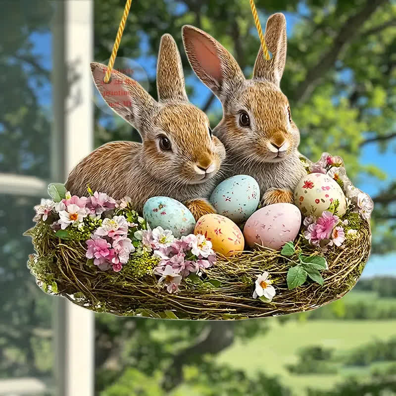 christiandiscipleshop Hop Into Easter Joy: Adorable Bunny Nest Hanging Ornaments