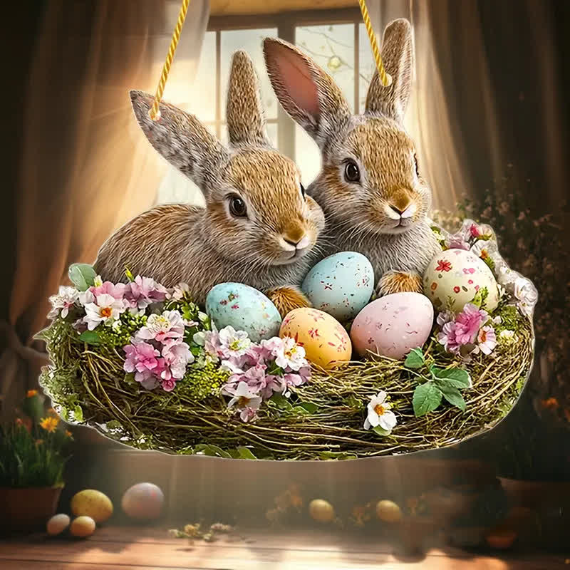 christiandiscipleshop Hop Into Easter Joy: Adorable Bunny Nest Hanging Ornaments