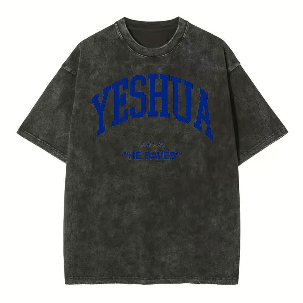 christiandiscipleshop Yeshua "He Saves" Washed T-Shirt