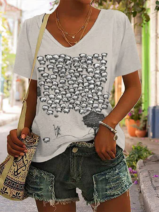Christiandiscipleshop Flock of Sheep Graphic V-neck T-shirt