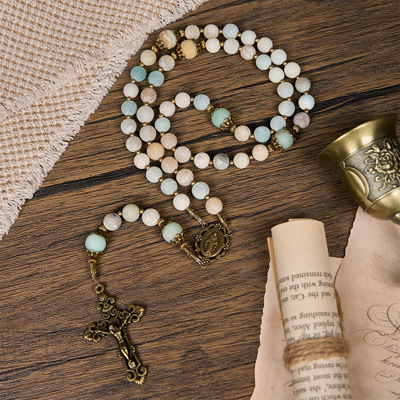christiandiscipleshop Handmade 8mm Matte Amazonite Rosary - A Timeless Piece of Devotion