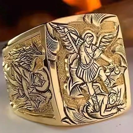 Christiandiscipleshop Golden&Silver Archangel St. Michael Ring - A Divine Symbol of Protection and Strength