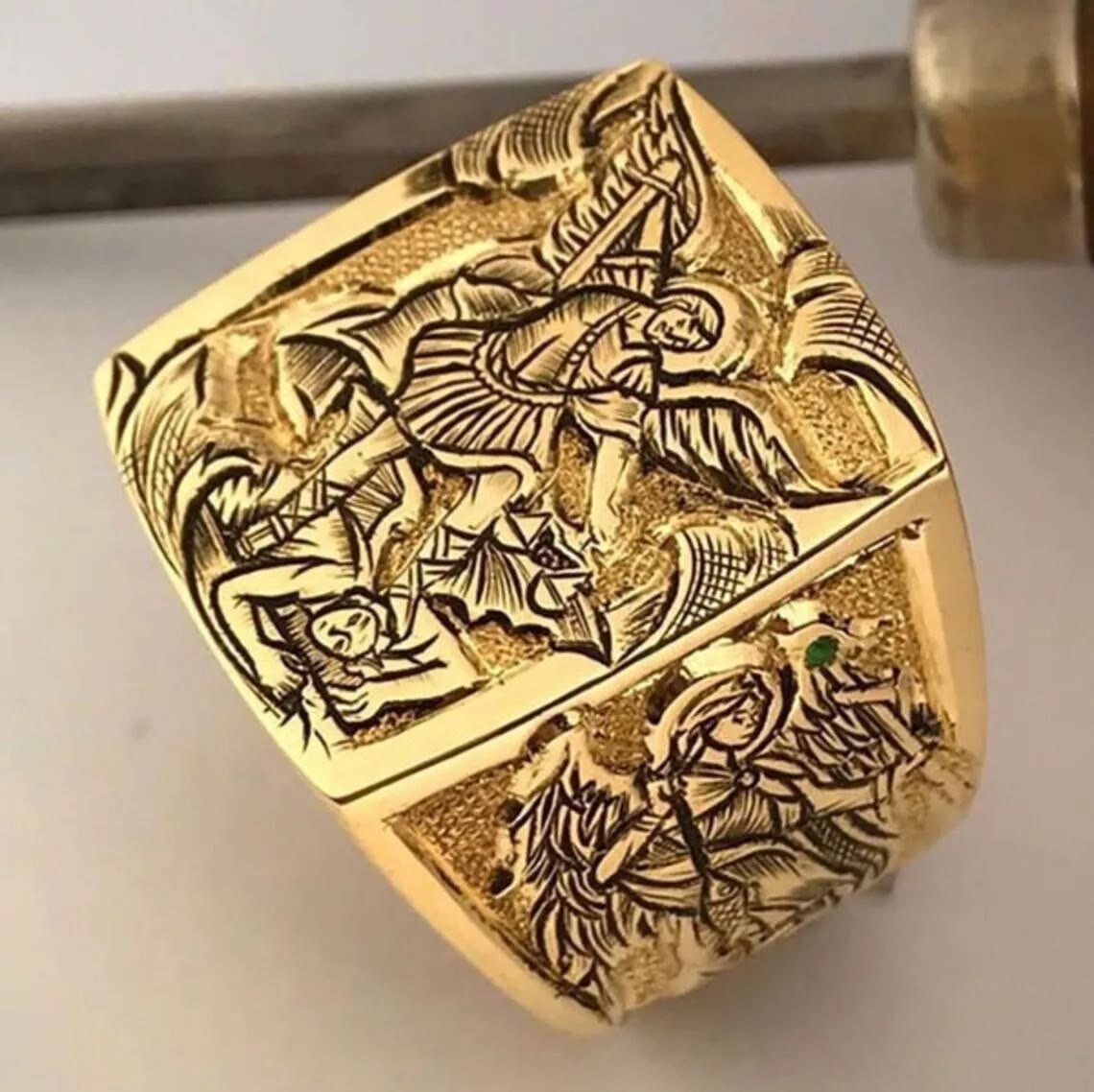 Christiandiscipleshop Golden&Silver Archangel St. Michael Ring - A Divine Symbol of Protection and Strength