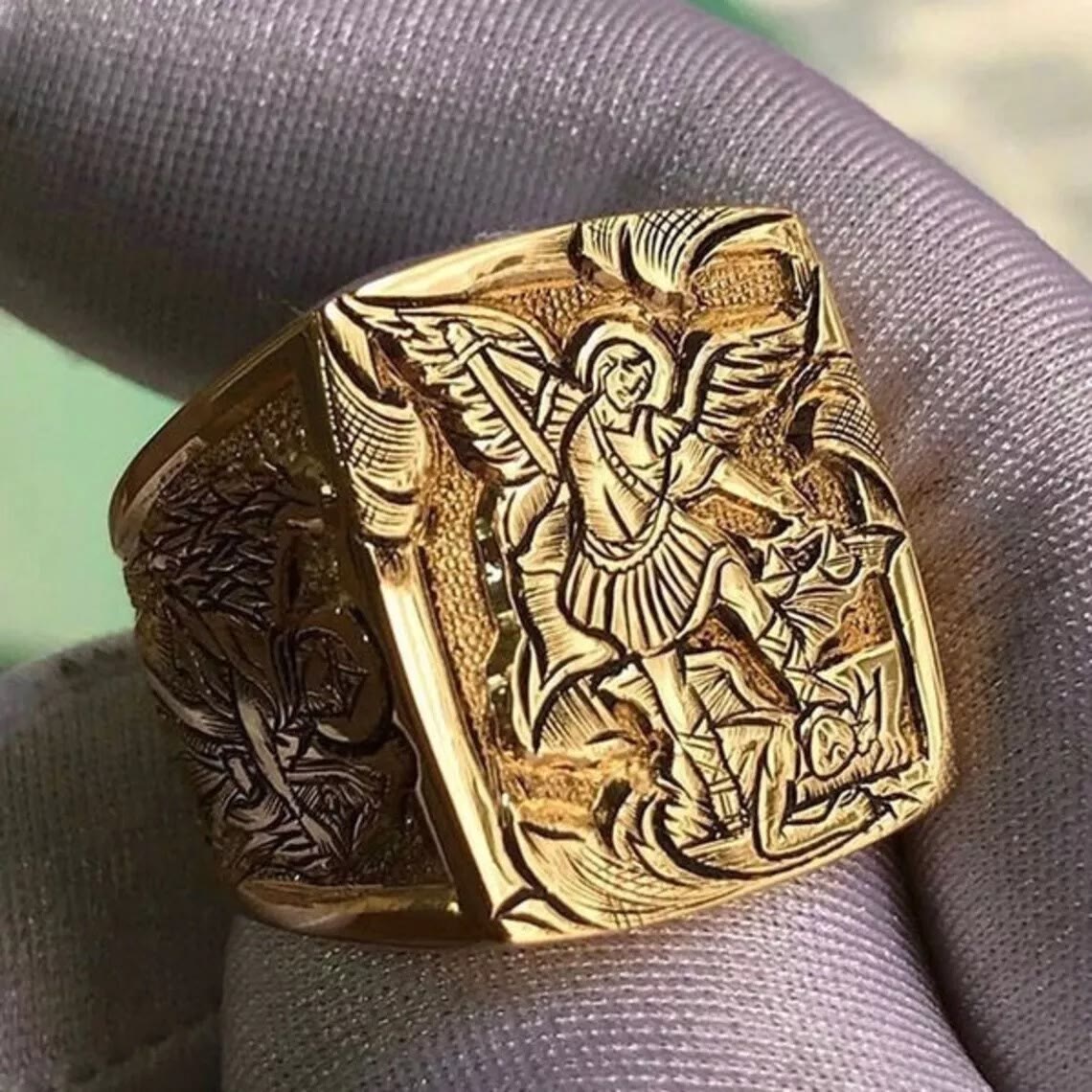Christiandiscipleshop Golden&Silver Archangel St. Michael Ring - A Divine Symbol of Protection and Strength
