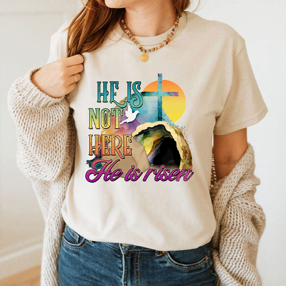 christiandiscipleshop He Is Not Here He Is Risen Christian T-Shirt