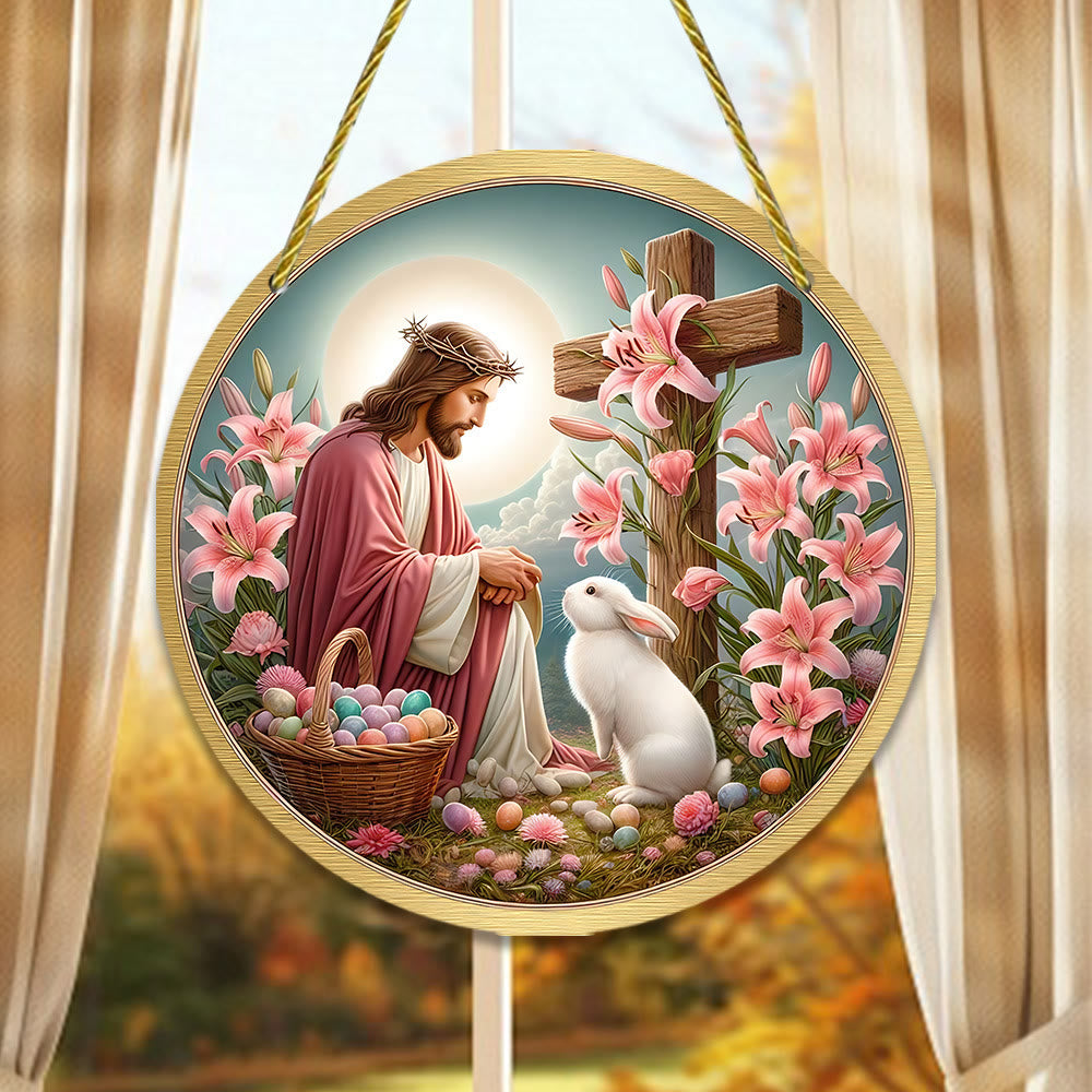 Christiandiscipleshop Resurrection & Vitality: Jesus & Bunny Easter Home Decor Hanging Pendant Ornament