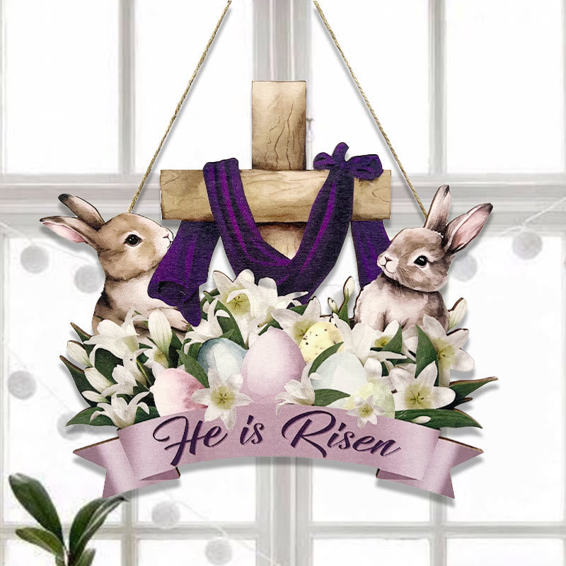 christiandiscipleshop He is Risen Easter Bunny Home Hanging Pendant Ornament