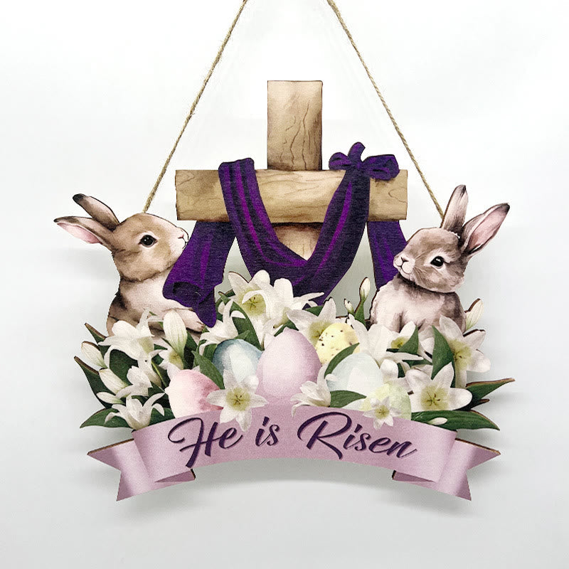 christiandiscipleshop He is Risen Easter Bunny Home Hanging Pendant Ornament