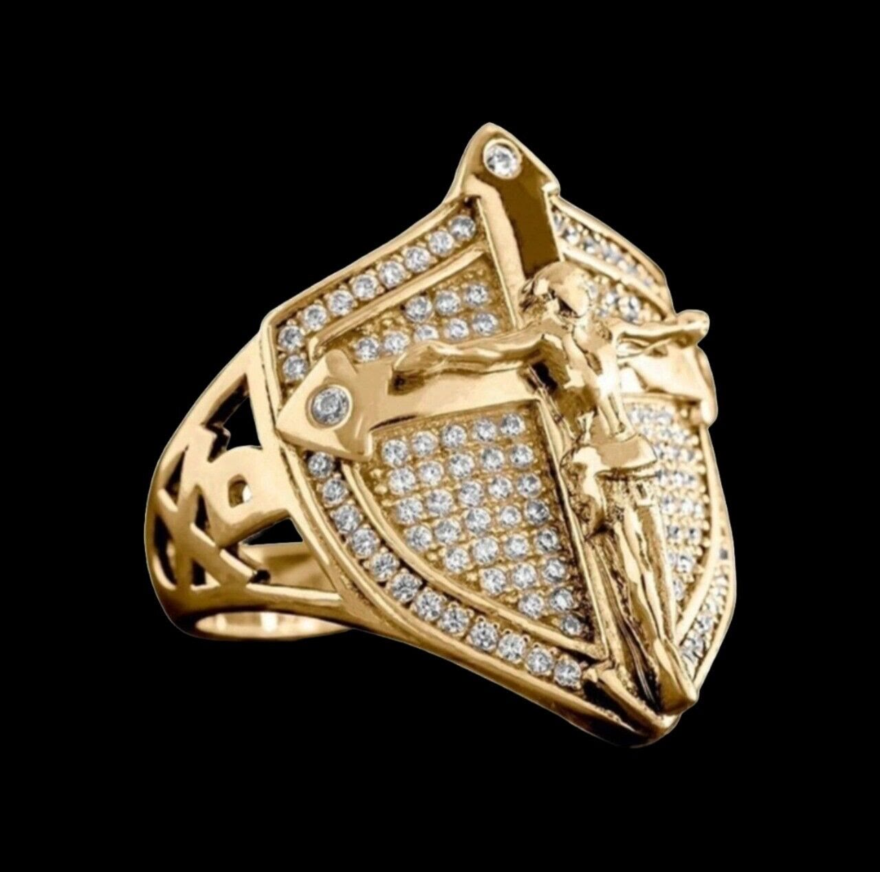Christiandiscipleshop Divine Shield Crucifix Luxurious Ring: A Bold Testament of Faith and Devotion