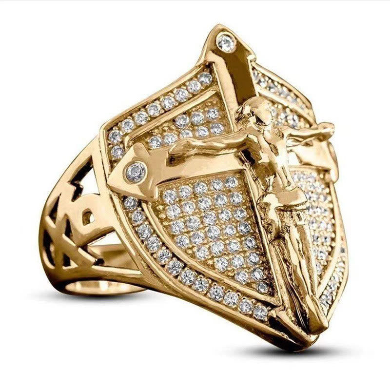 Christiandiscipleshop Divine Shield Crucifix Luxurious Ring: A Bold Testament of Faith and Devotion