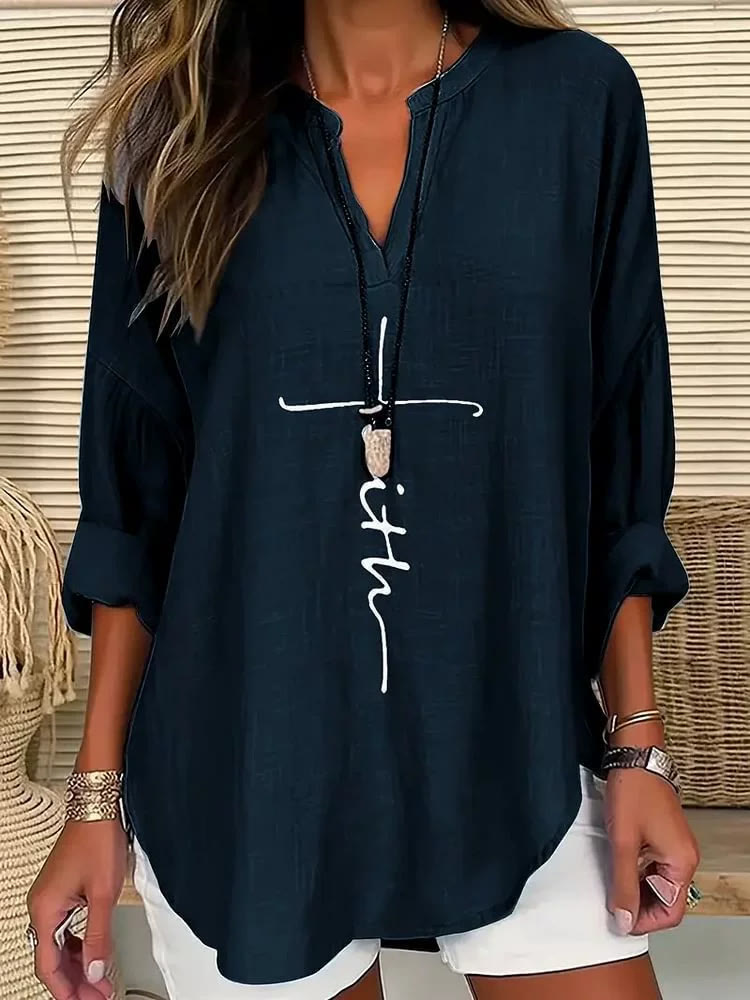 Christiandiscipleshop Eternal Light Cross Linen Shirt – Embrace Faith and Grace