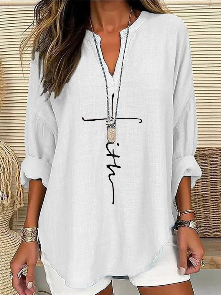 Christiandiscipleshop Eternal Light Cross Linen Shirt – Embrace Faith and Grace
