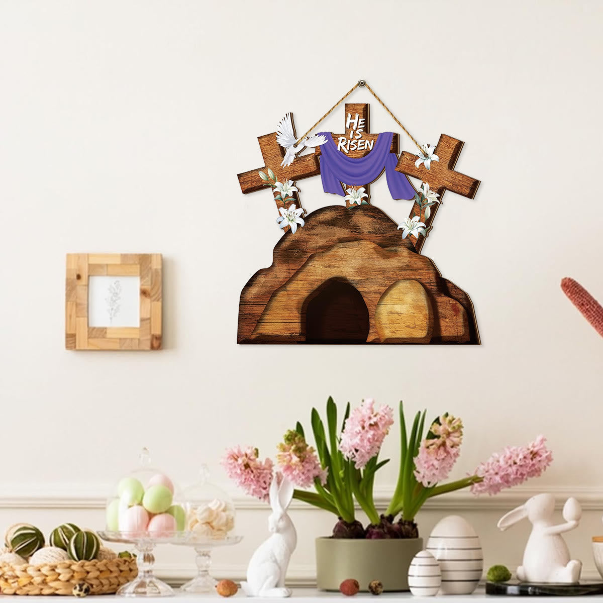 christiandiscipleshop Wooden Cross Easter Ornament - Celebrate the Resurrection