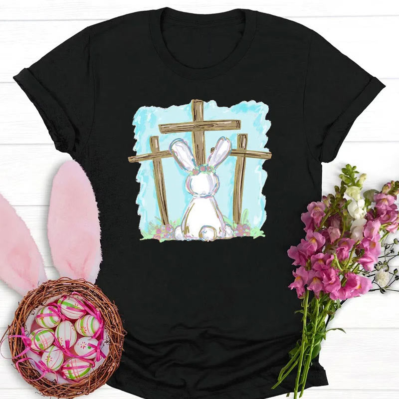 Christiandiscipleshop Foil Bunny With Crosses Christian T-Shirt