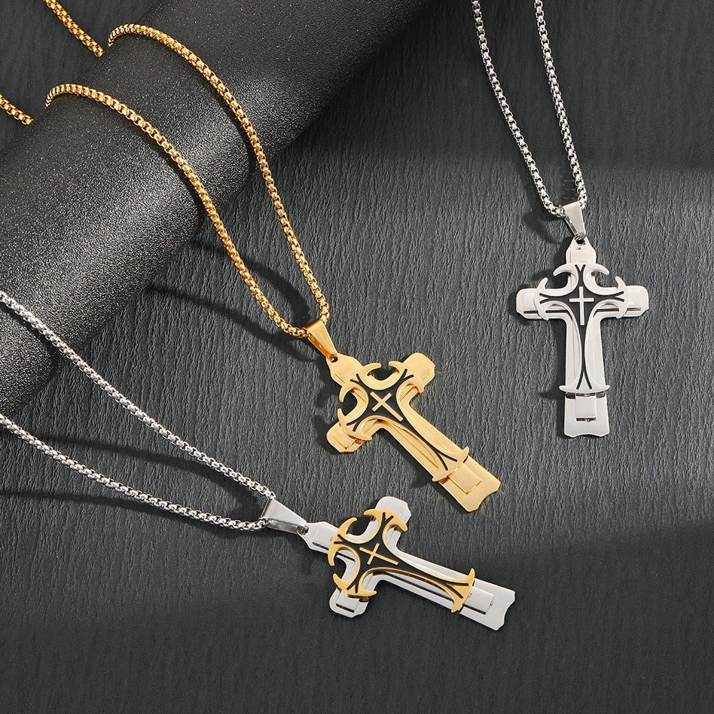 Christianartworkshop 3 Color Faith and Courage Cross Necklace: Embrace the Power of Belief