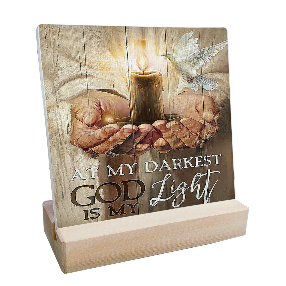 Christiandiscipleshop Faith-Inspired "God is My Light" Wooden Desk Ornament