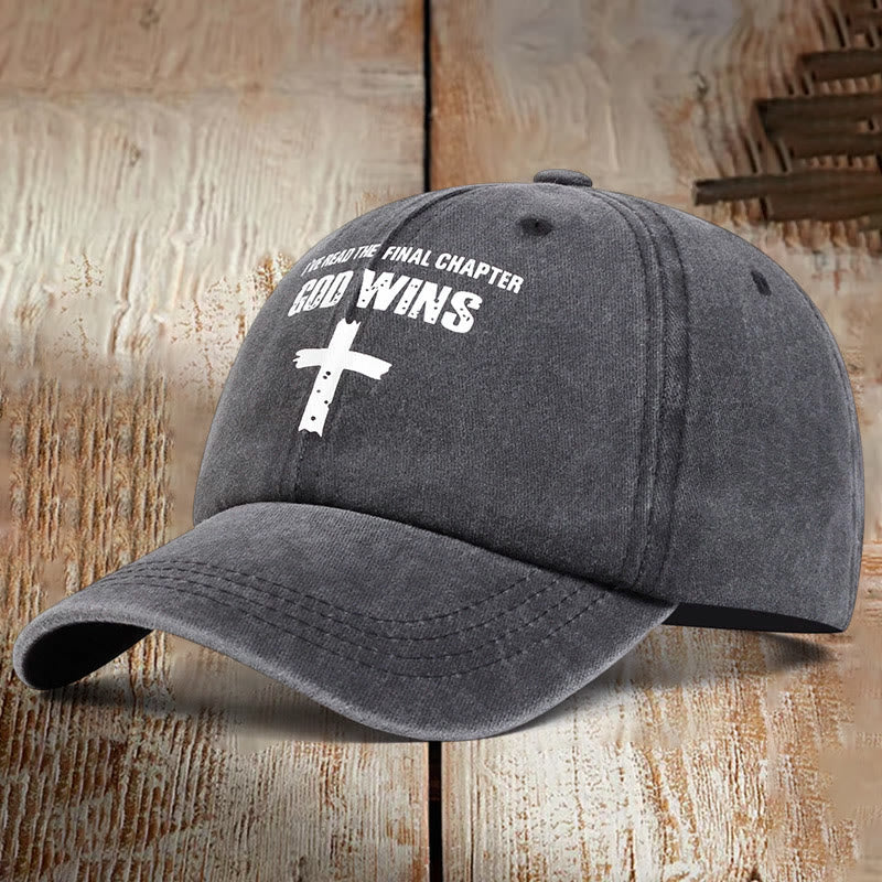 Christiandiscipleshop God Wins Unisex Distressed Washed Cotton Hat