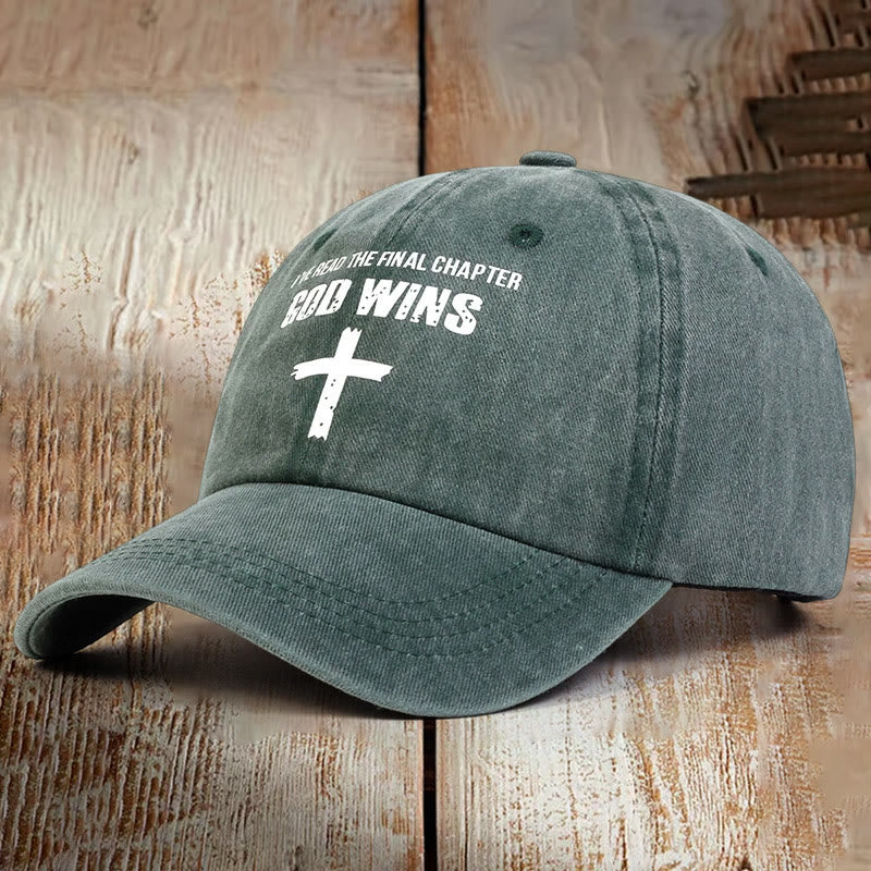 Christiandiscipleshop God Wins Unisex Distressed Washed Cotton Hat