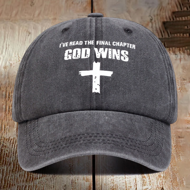 Christiandiscipleshop God Wins Unisex Distressed Washed Cotton Hat