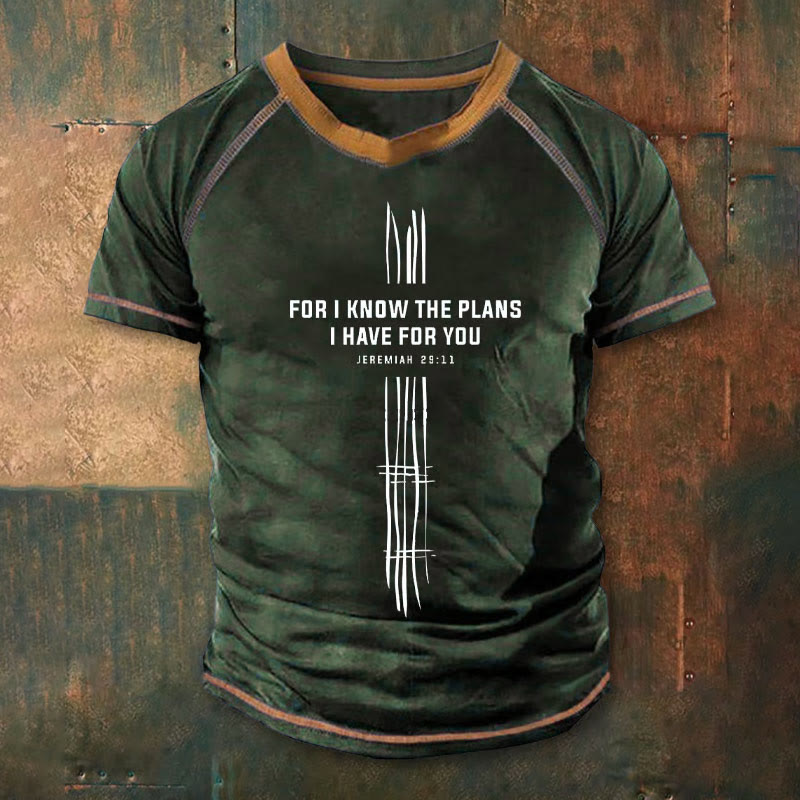 christiandiscipleshop Men's Vintage Faith-Boosting Jeremiah 29:11 Quote Design Printed Short Sleeve T-Shirt