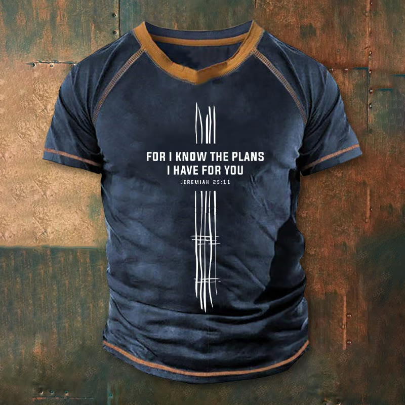 christiandiscipleshop Men's Vintage Faith-Boosting Jeremiah 29:11 Quote Design Printed Short Sleeve T-Shirt