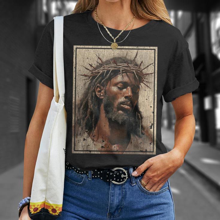 Christiandiscipleshop NEW Black Jesus Shirt Face Of Jesus Cross With Crown Of Thorns T-Shirt
