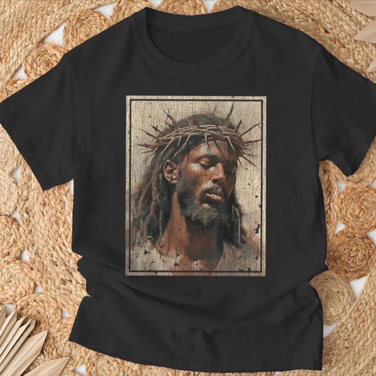 Christiandiscipleshop NEW Black Jesus Shirt Face Of Jesus Cross With Crown Of Thorns T-Shirt