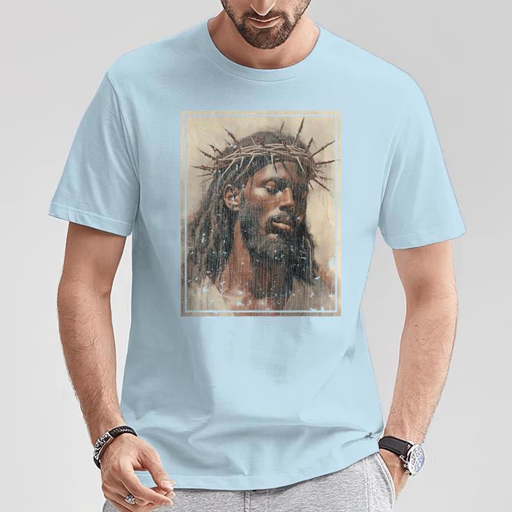 Christiandiscipleshop NEW Black Jesus Shirt Face Of Jesus Cross With Crown Of Thorns T-Shirt