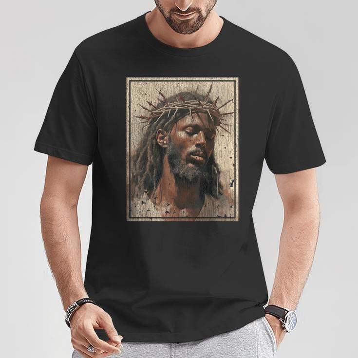 Christiandiscipleshop NEW Black Jesus Shirt Face Of Jesus Cross With Crown Of Thorns T-Shirt