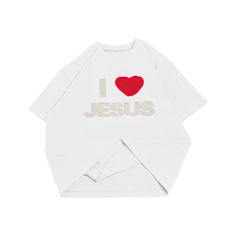 christiandiscipleshop I Love Jesus Hand-Stitched T-Shirt