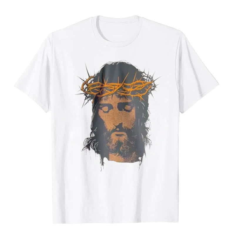christiandiscipleshop Jesus Face and Crown of Thorns Graphic T-Shirt