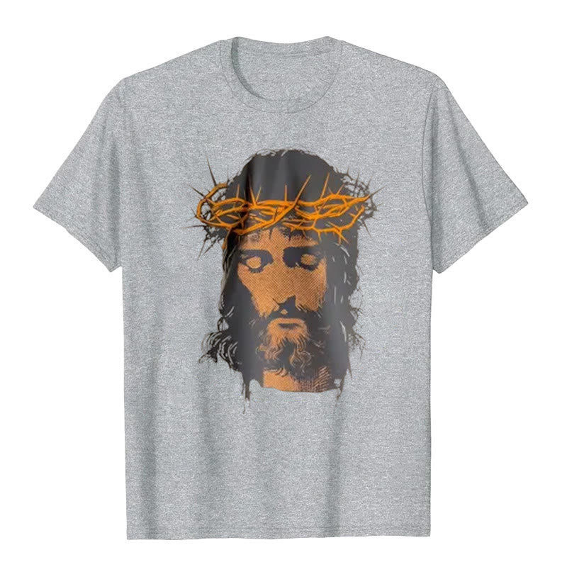 christiandiscipleshop Jesus Face and Crown of Thorns Graphic T-Shirt