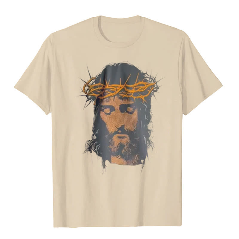 christiandiscipleshop Jesus Face and Crown of Thorns Graphic T-Shirt