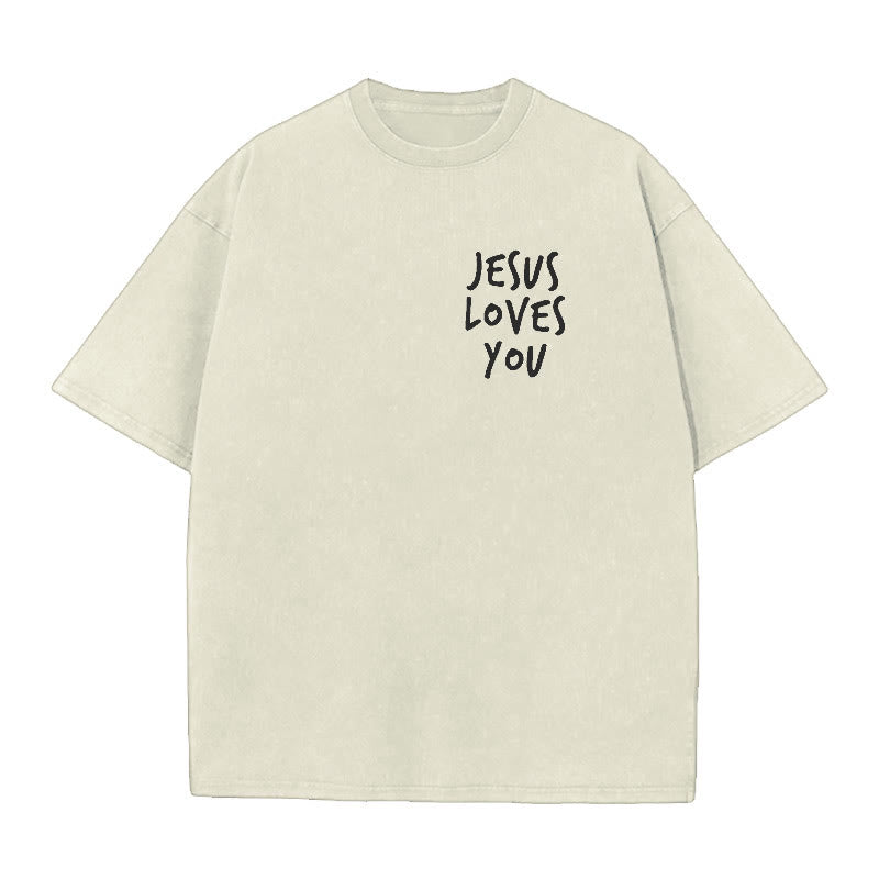 christiandiscipleshop Jesus Loves You Washed T-Shirt