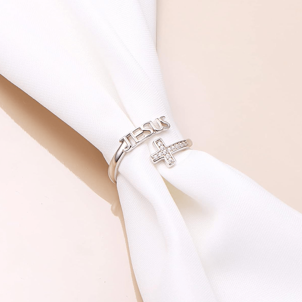 christiandiscipleshop JESUS & Cross Minimalist Adjustable Faith and Strength Ring: I Can Do All Things
