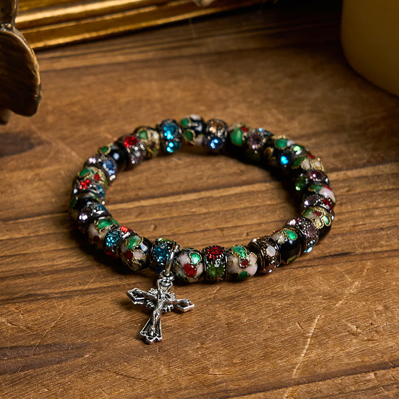 christiandiscipleshop Handcrafted Cloisonné Beads Timeless Faith Bracelet: A Testament of Christ's Presence
